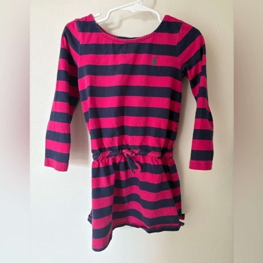 Polo by Ralph Lauren size 4T long sleeve navy and pink dress 100% cotton